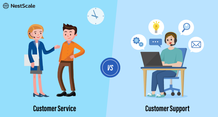 What is customer service vs customer support