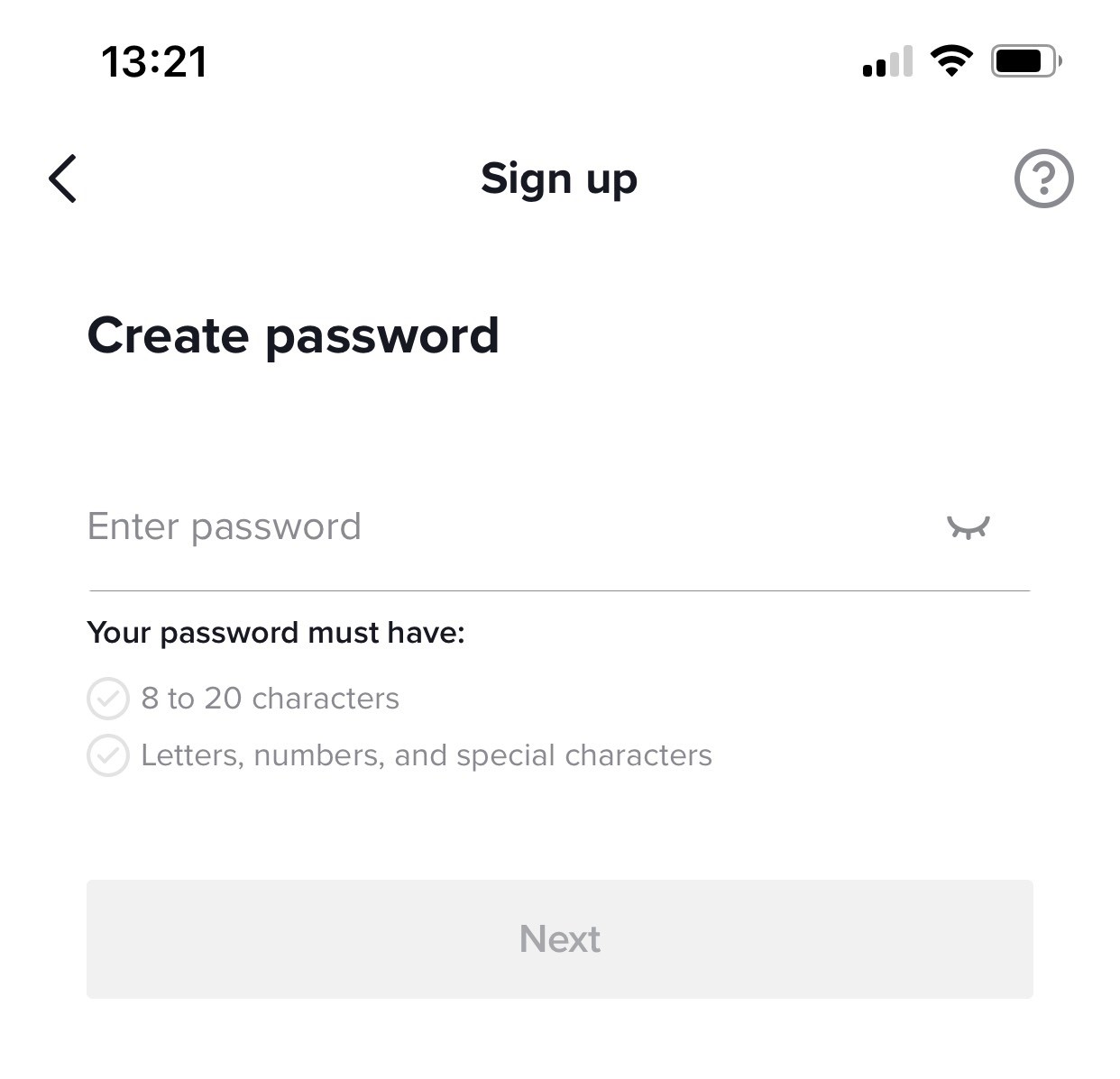 creat password