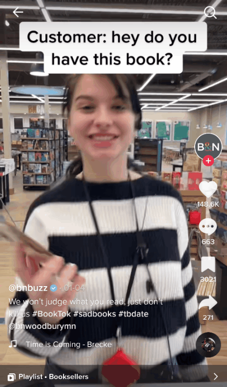 Barnes and Noble TikTok video