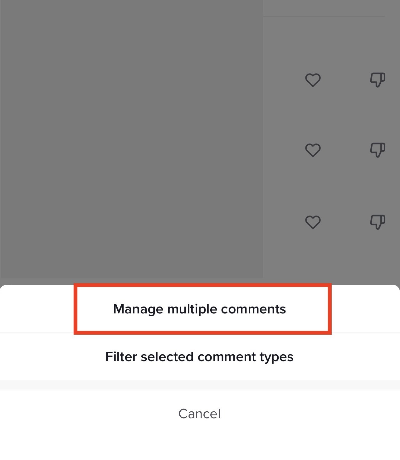 Manage multiple comments