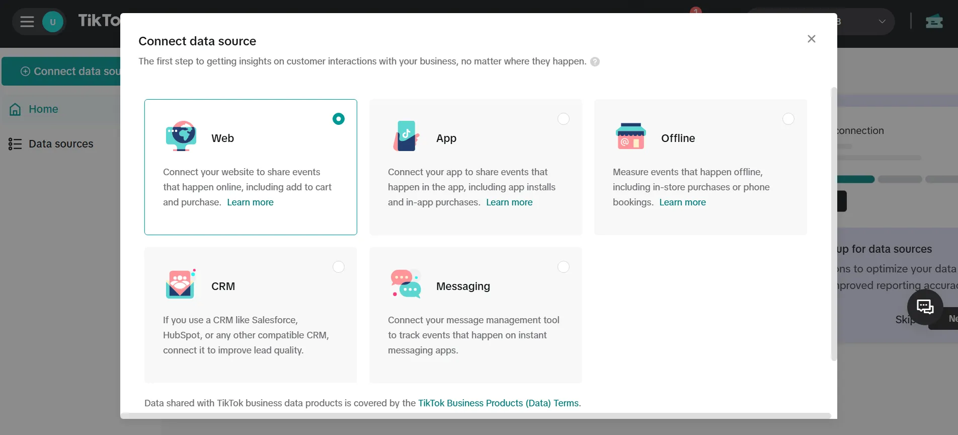 select Web as your data source