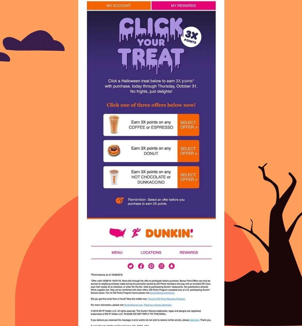 Dunkin's Donuts email example