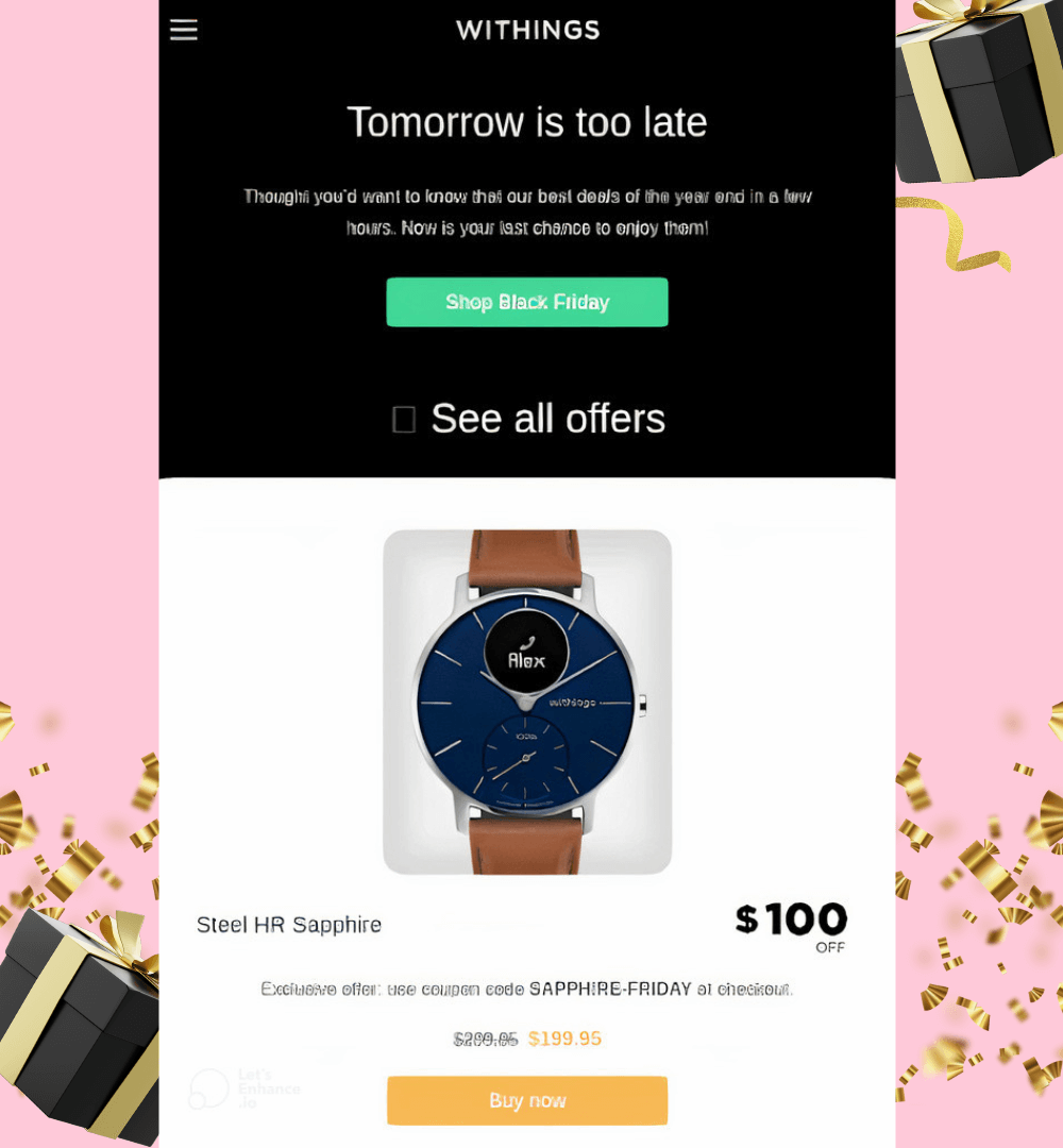 CTA in Black Friday email campaigns