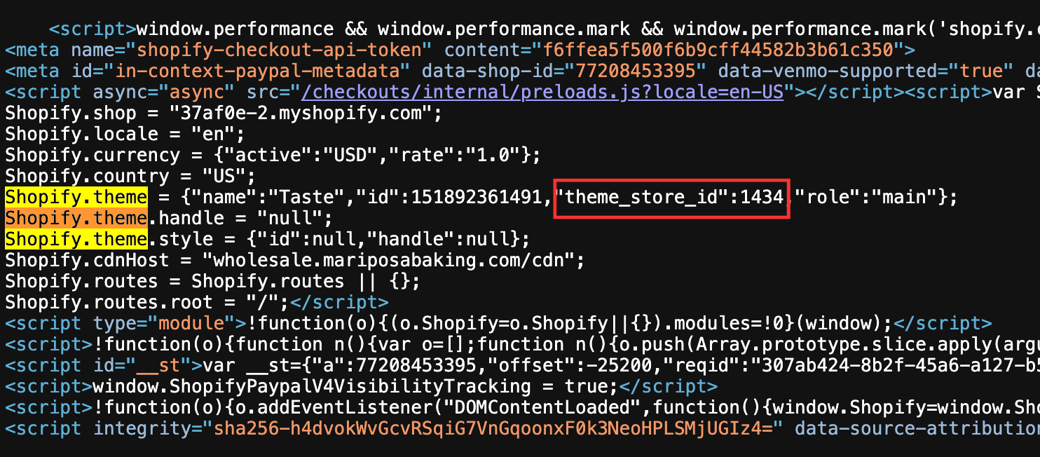 Shopify theme store ID code