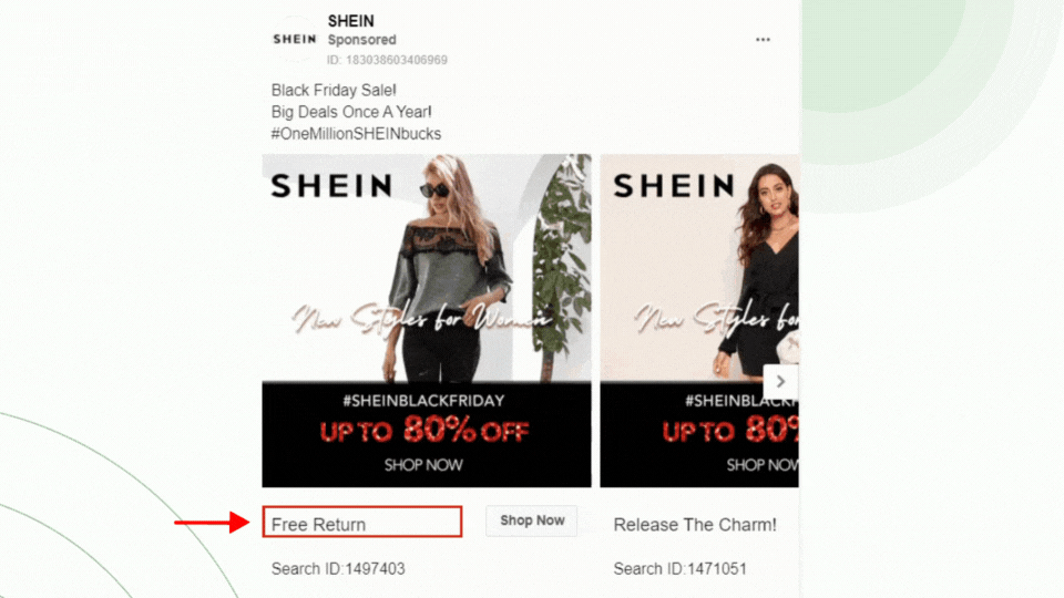 carousel ad headline example from Shein