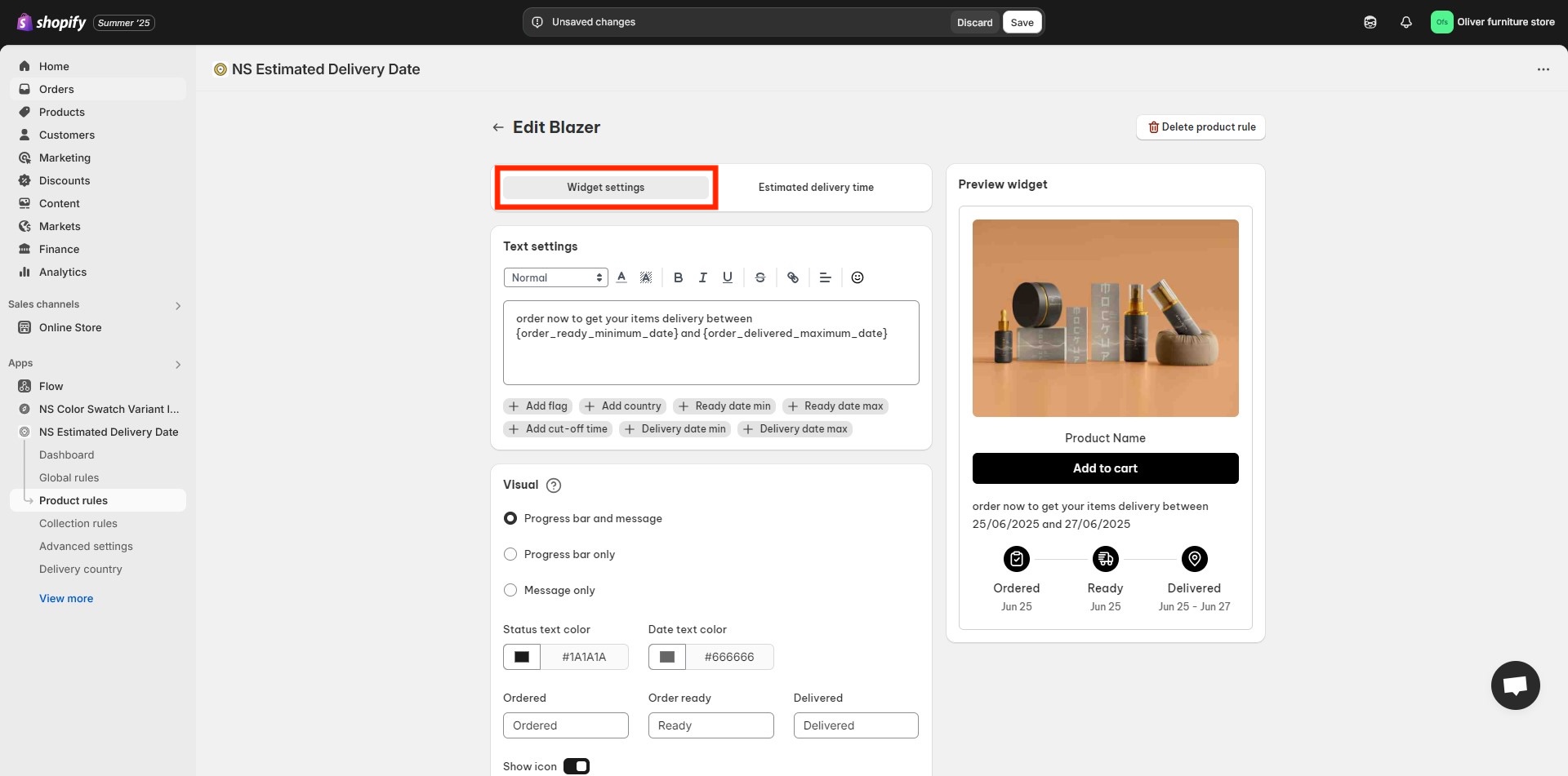 Display estimated delivery dates by product on Shopify