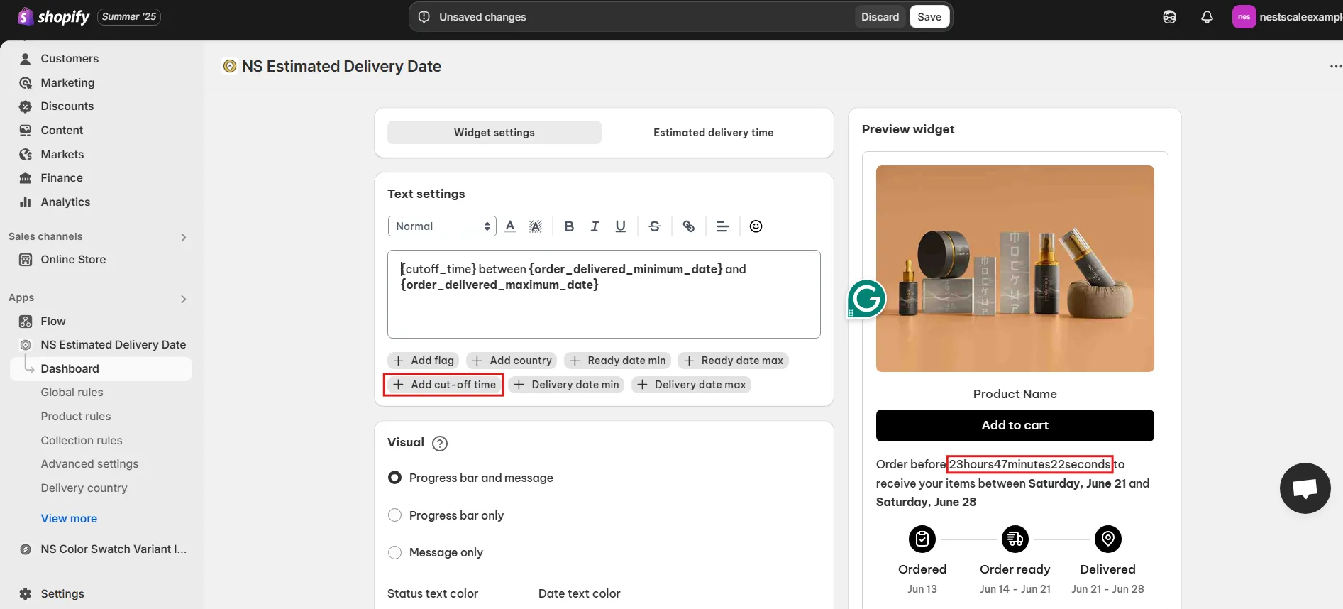 Add Cut-off Time