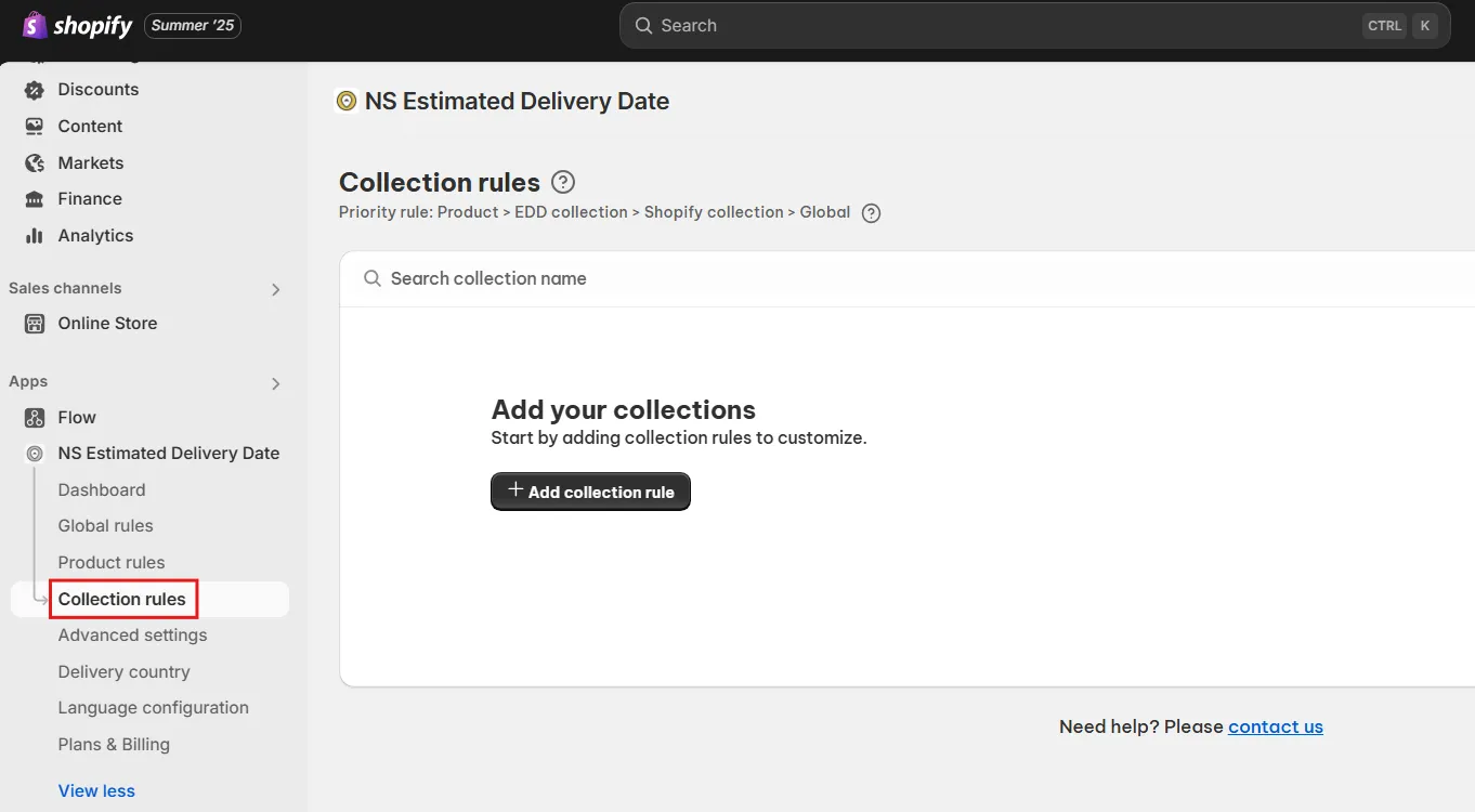 Collection Rules in NS Estimated Delivery Date