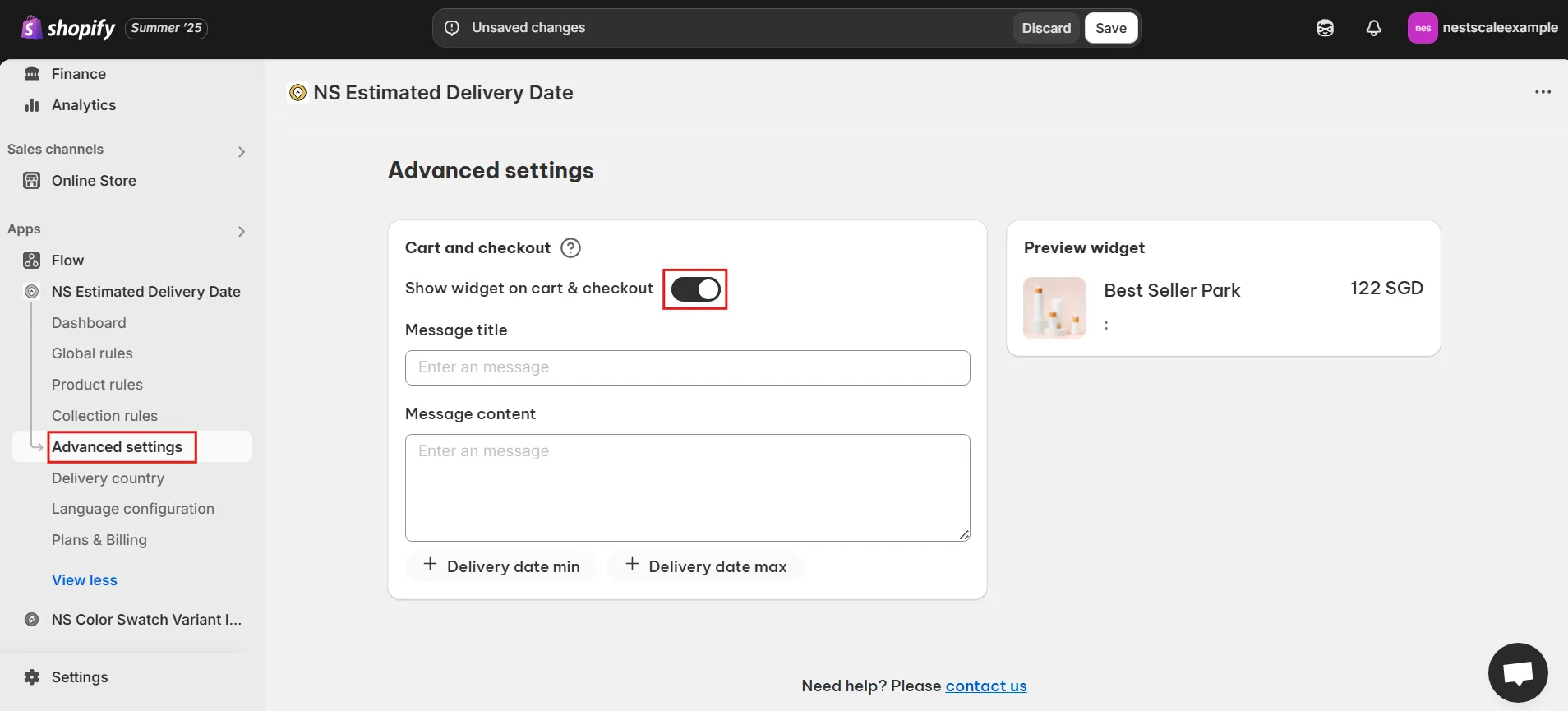 show the estimated delivery date in Shopify checkout