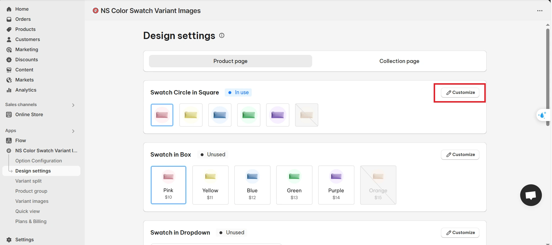 customize swatch Variant image hover effect in Shopify