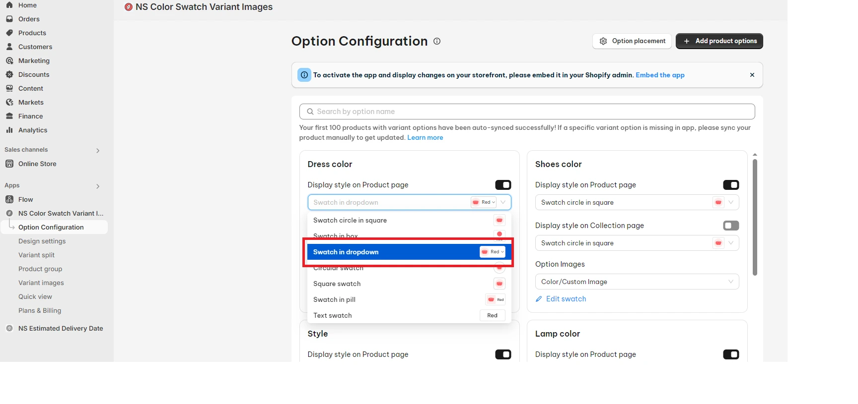 set up dropdown