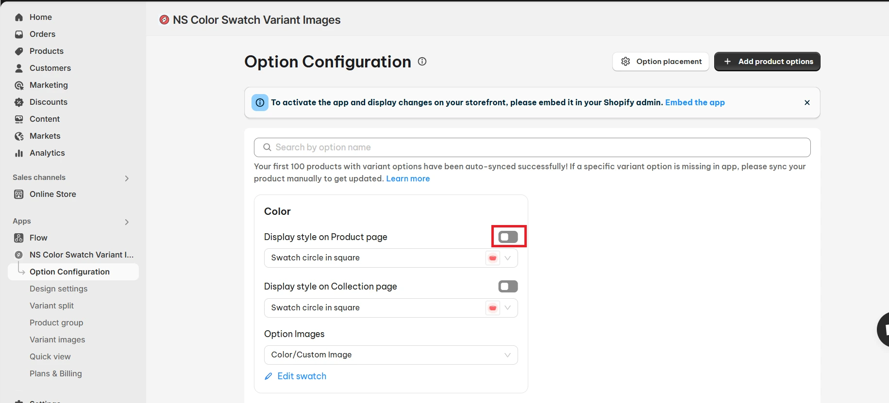 Display style on Product page
