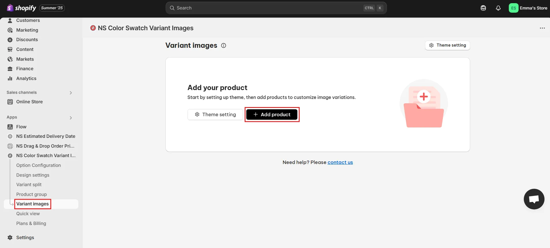 Add Product to start assigning images to variants