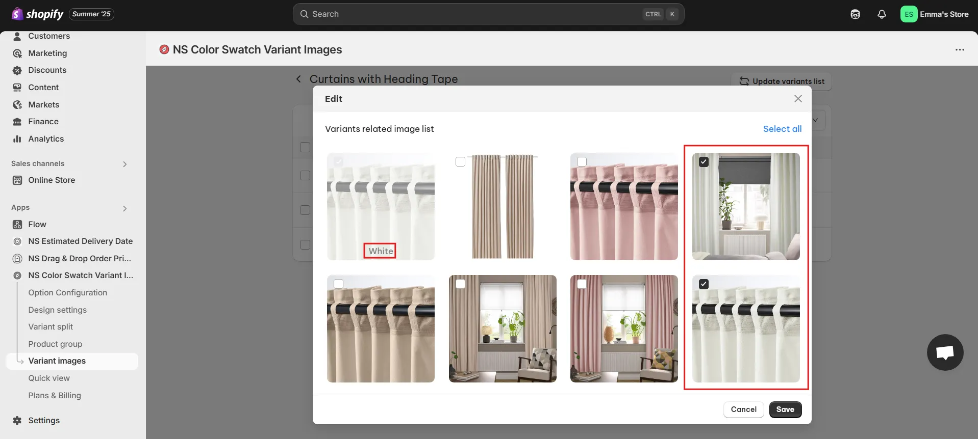 assign images specifically to each variant
