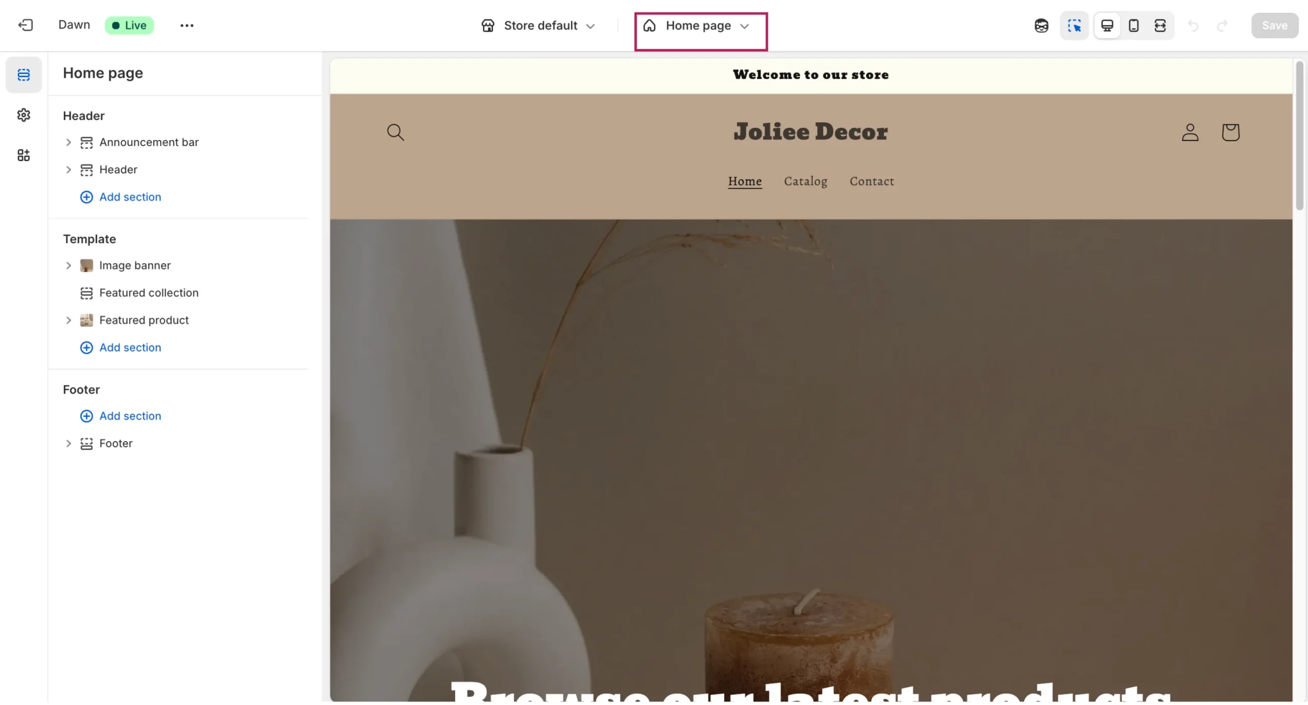 home page