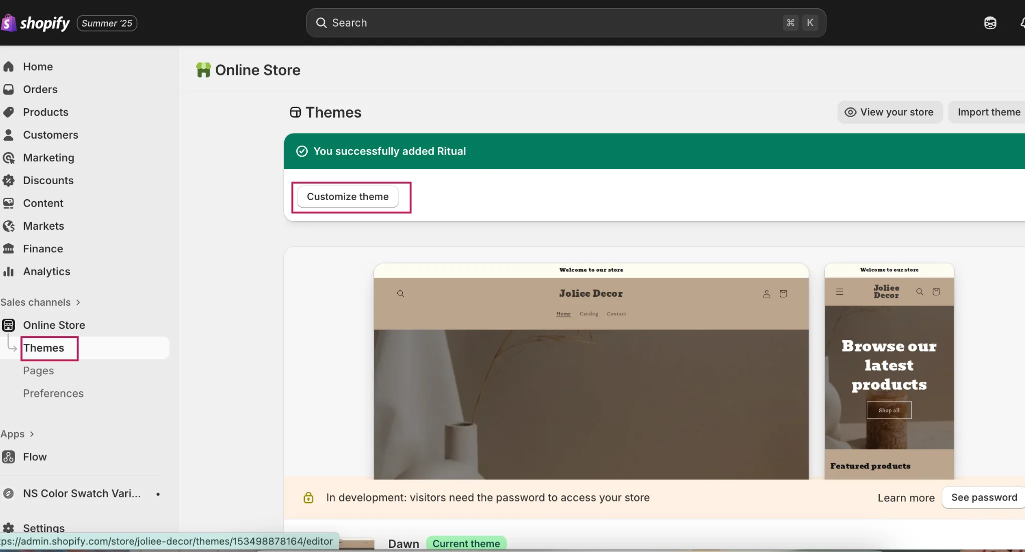 Customize theme
