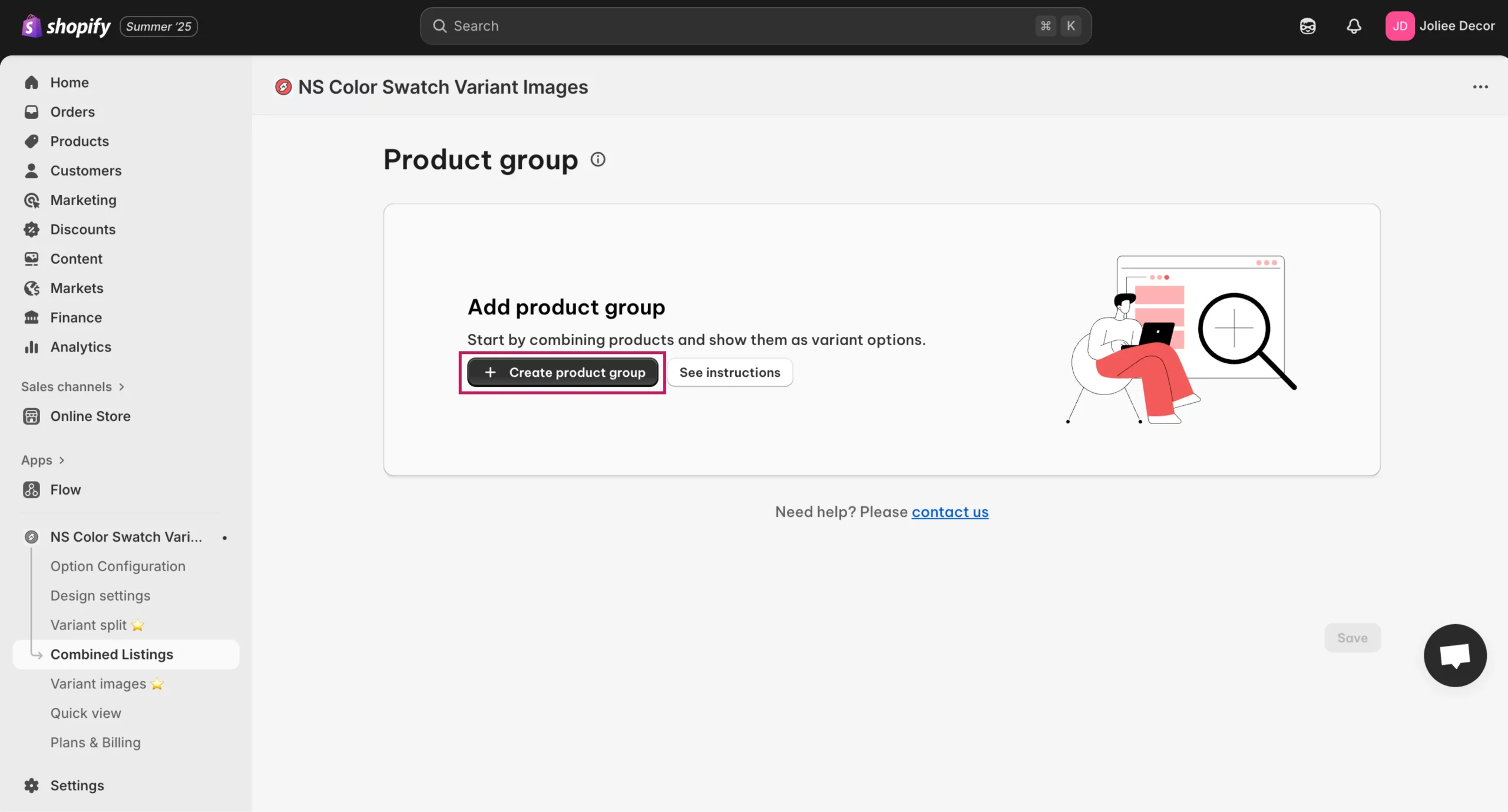 Create product group