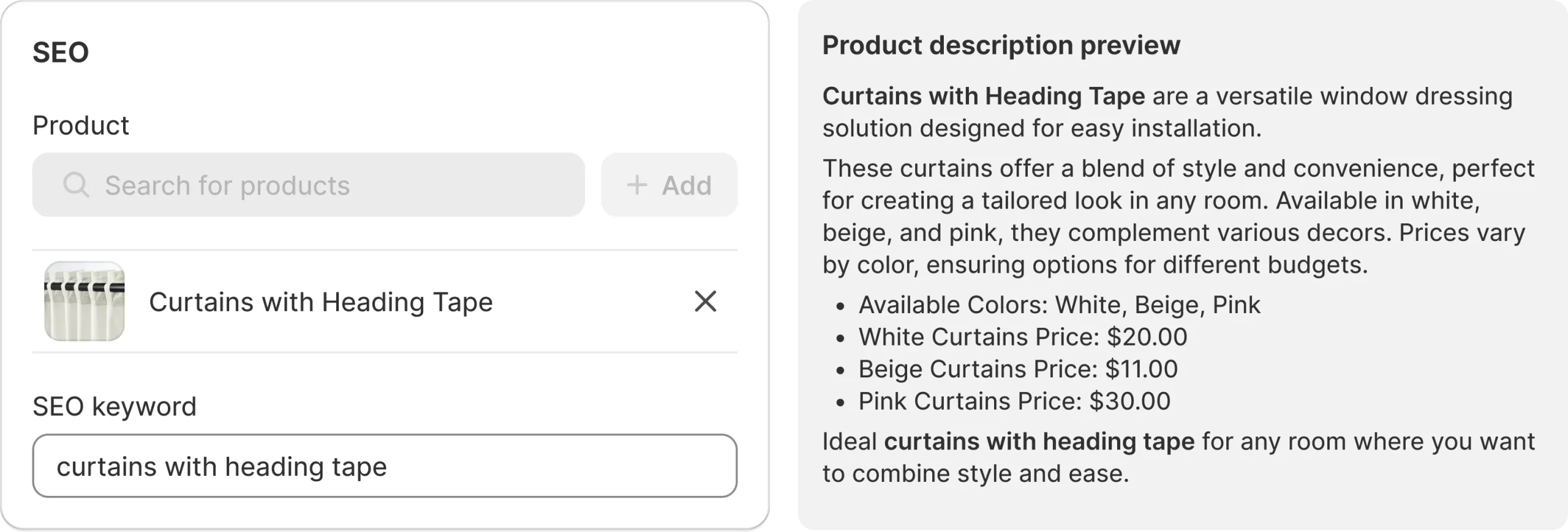 SEO-friendly product descriptions