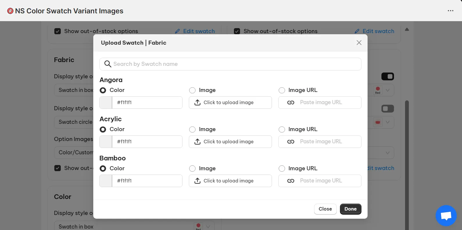 Upload a variant image or use the color picker