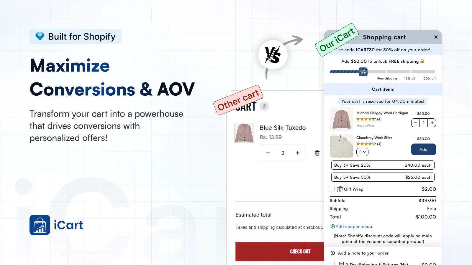 iCart Cart Drawer Cart Upsell