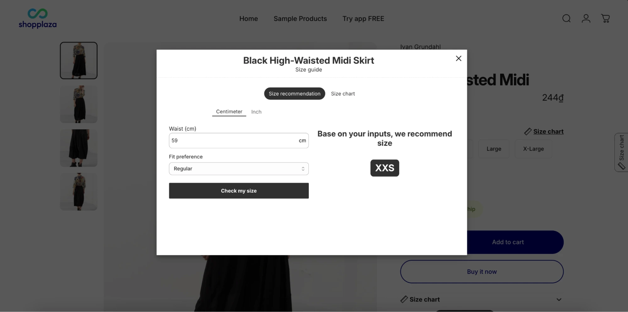 Size guide Shopplaza