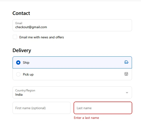 Shopify address validation at checkout