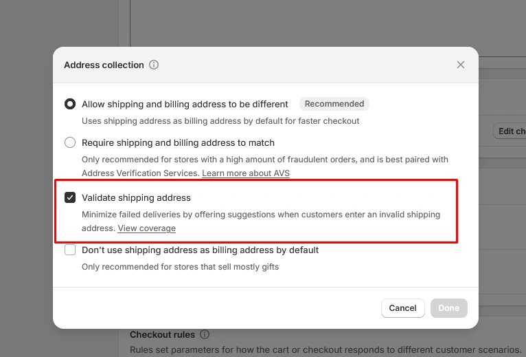 Validate shipping address