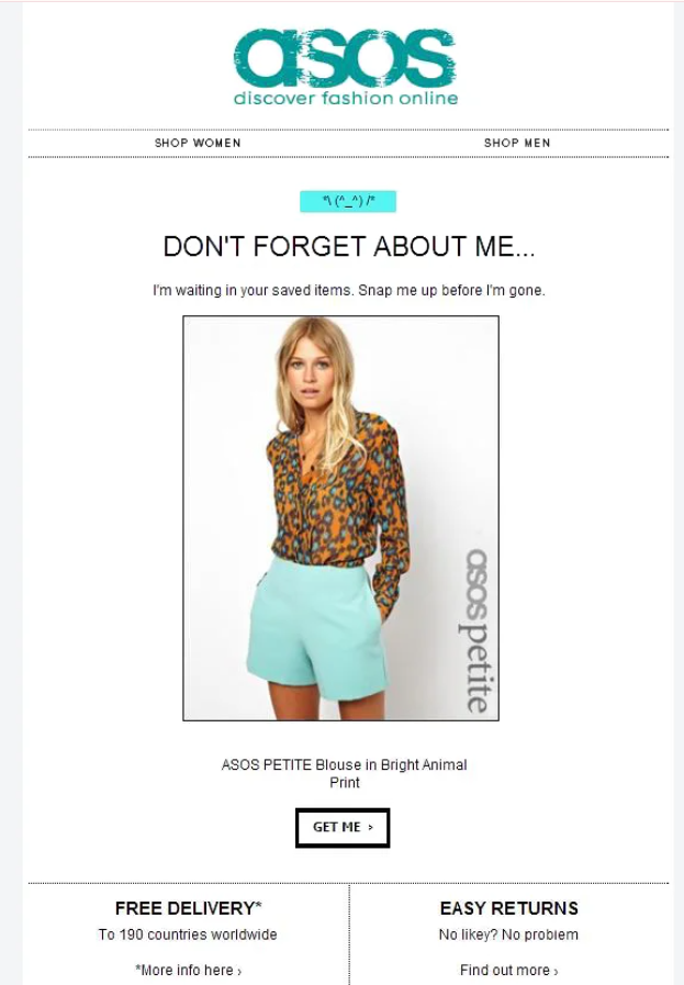 abandoned cart emails to remind customers of items in their cart