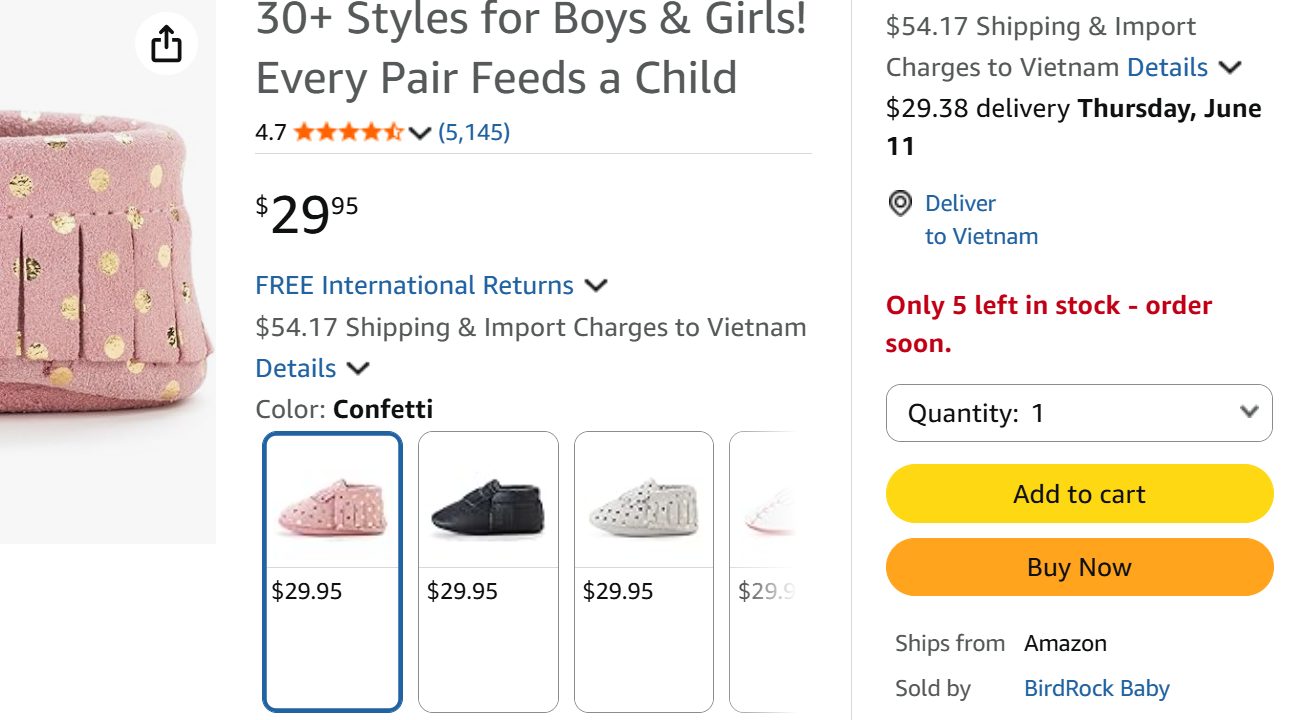 Eye-catching add to cart button on Amazon