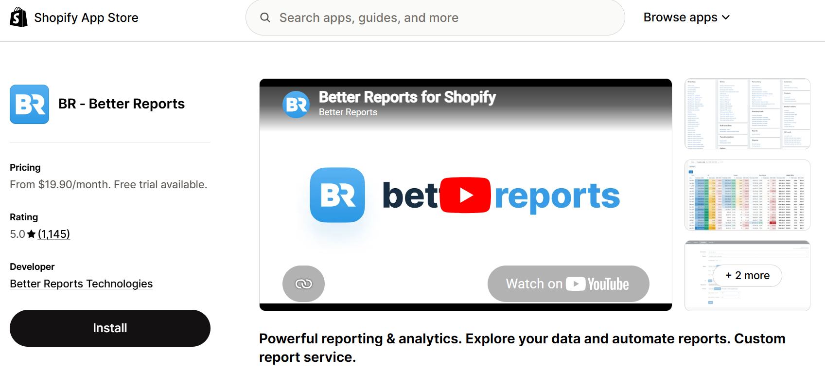 better reports app on shopify