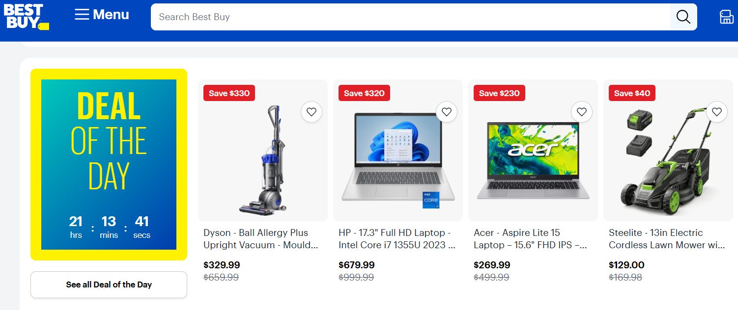 countdown timer on BestBuy