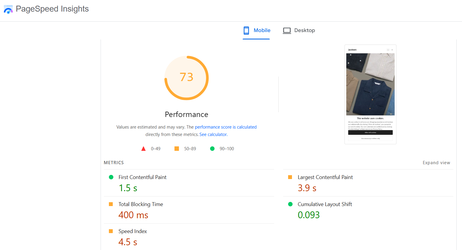 using PageSpeed Insight to evaluate site performance