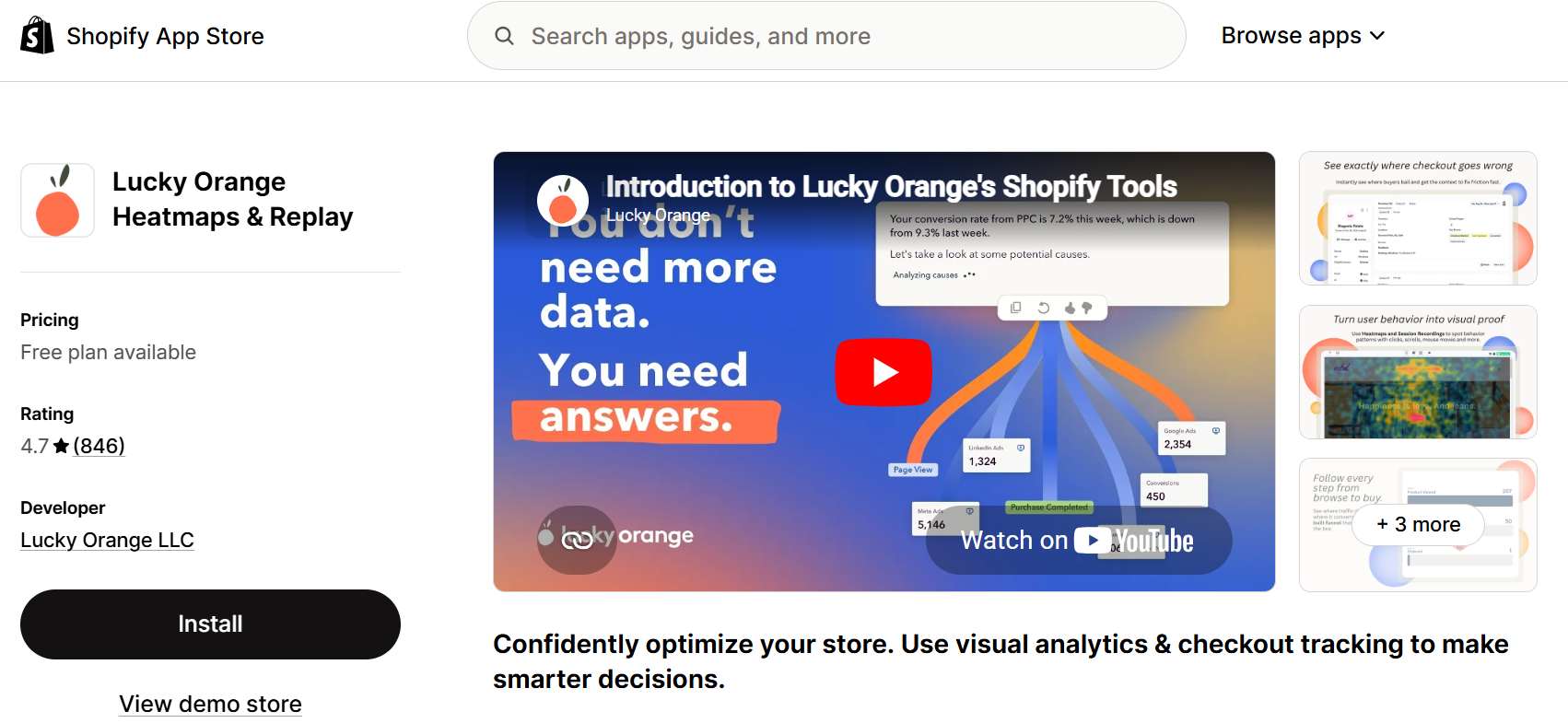 lucky orange on shopify app store