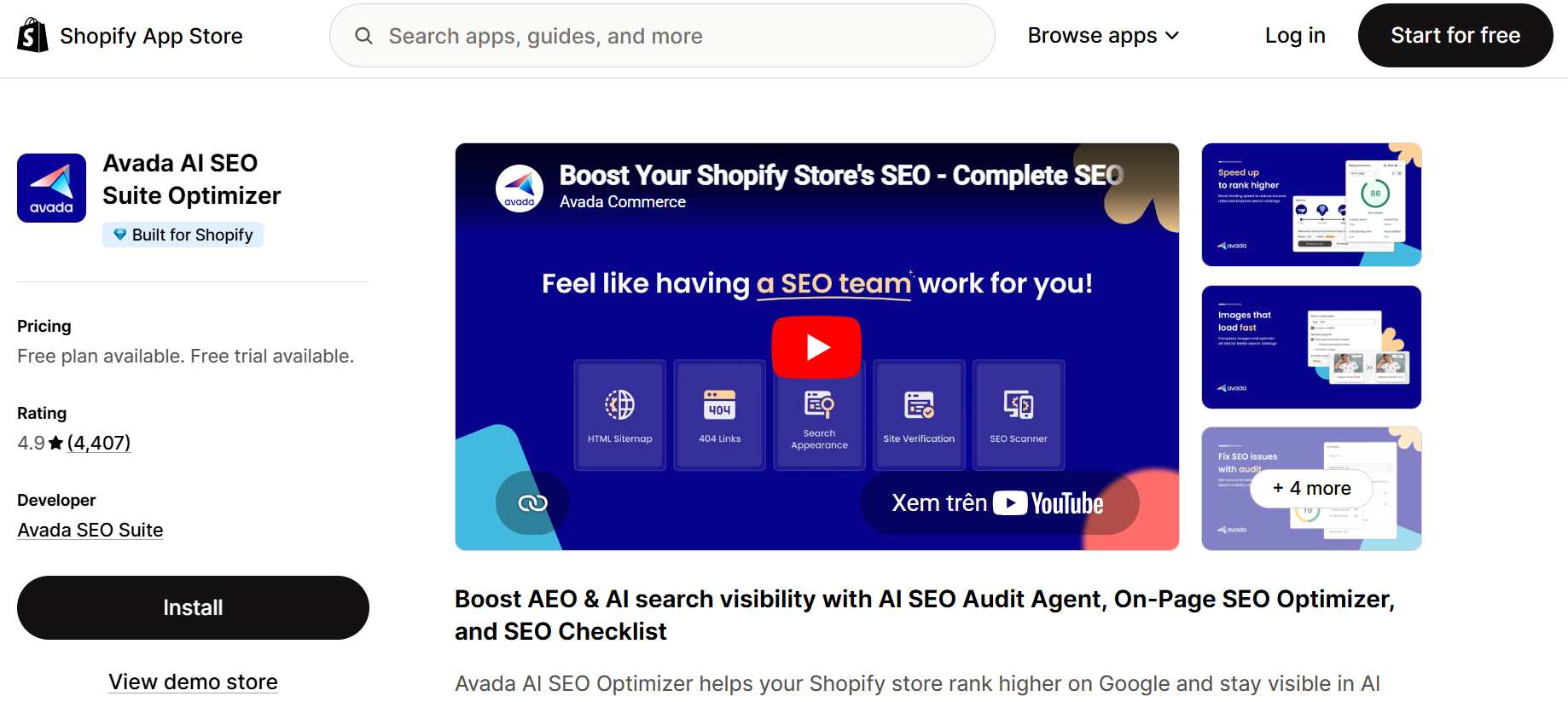 Shopify app for product page SEO optimization