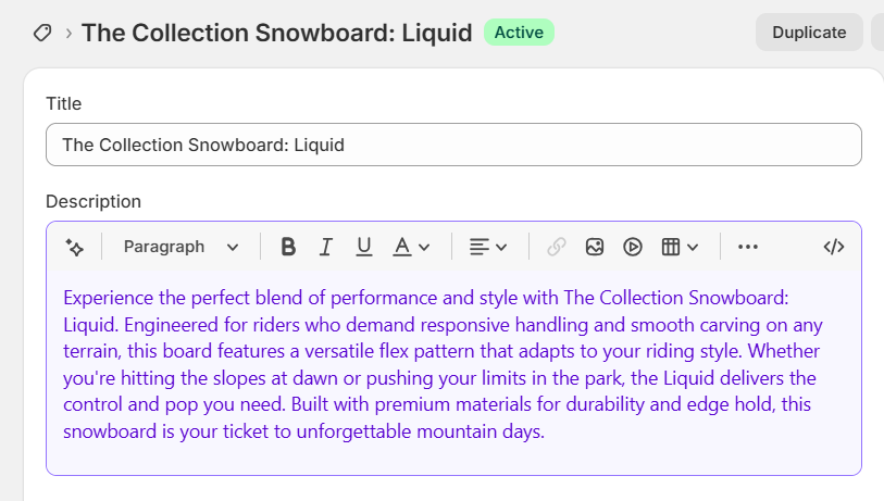 AI-generated product description