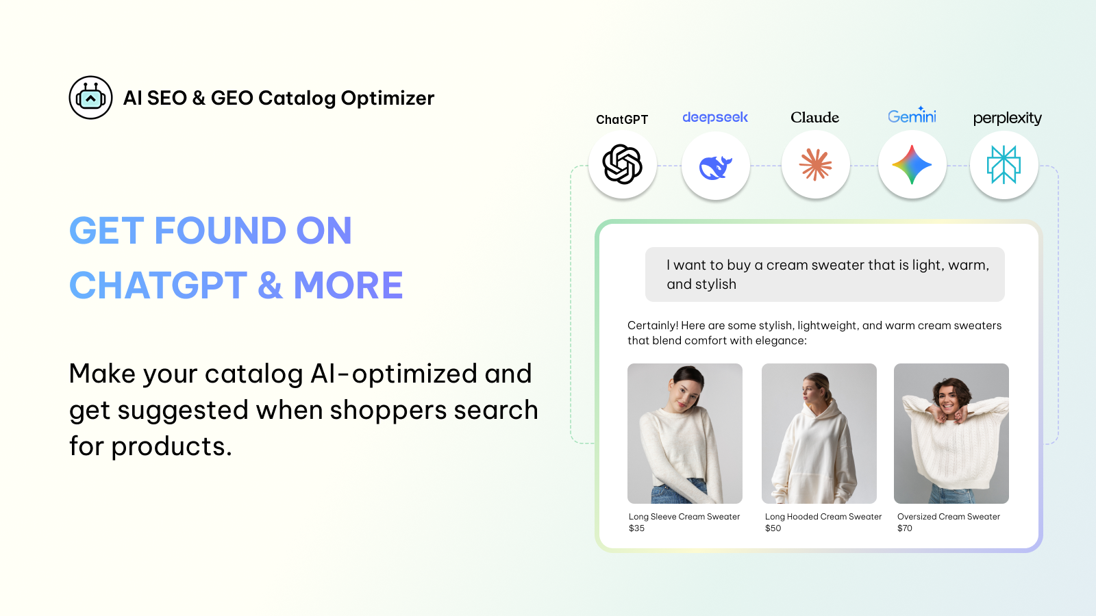 AI SEO & GEO Catalog Optimizer features