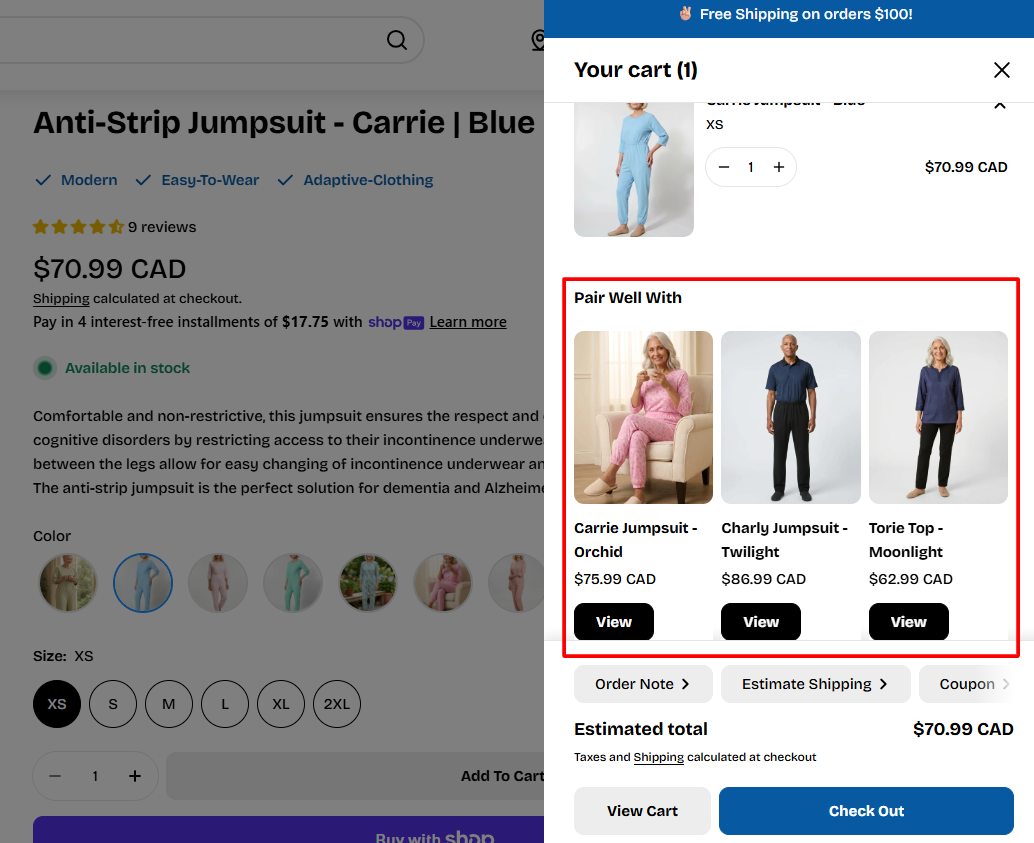 in-cart upsells