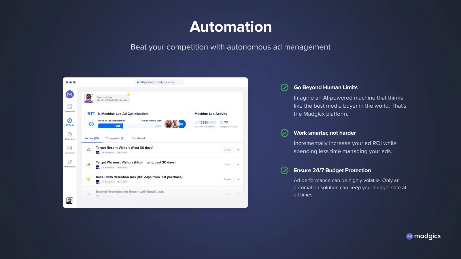 Madgicx automatic shopify app for facebook ads