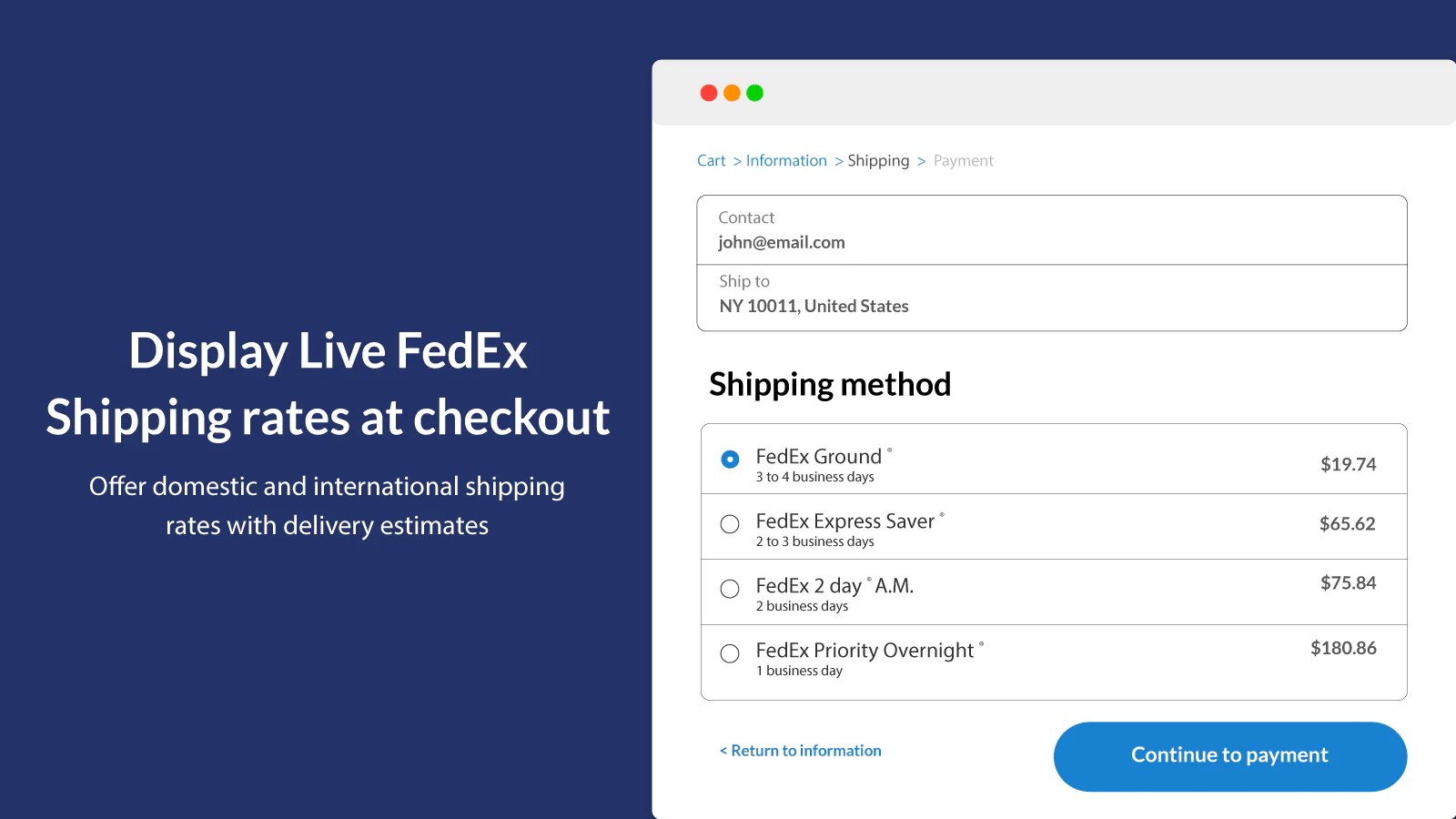 PH Ship, Rate & Track for FedEx app feature
