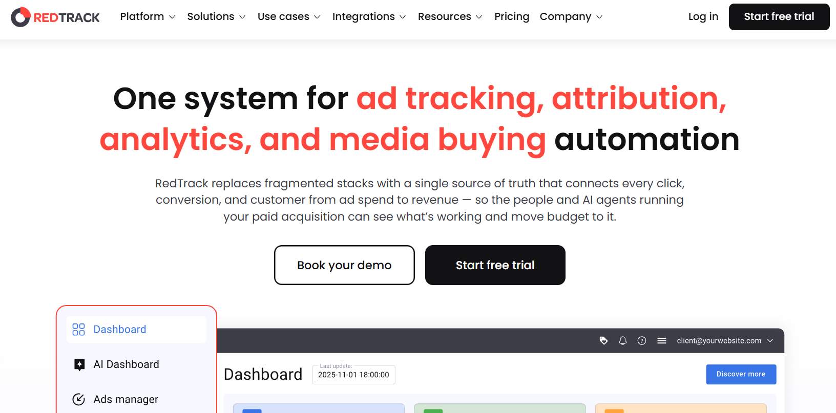 RedTrack - cross platform ad performance tracker