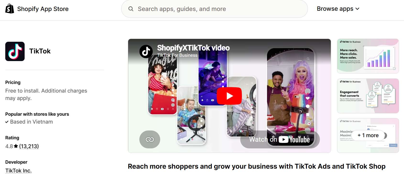 TikTok app on Shopify 
