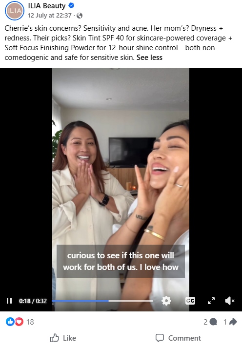example of Facebook ad for skincare product