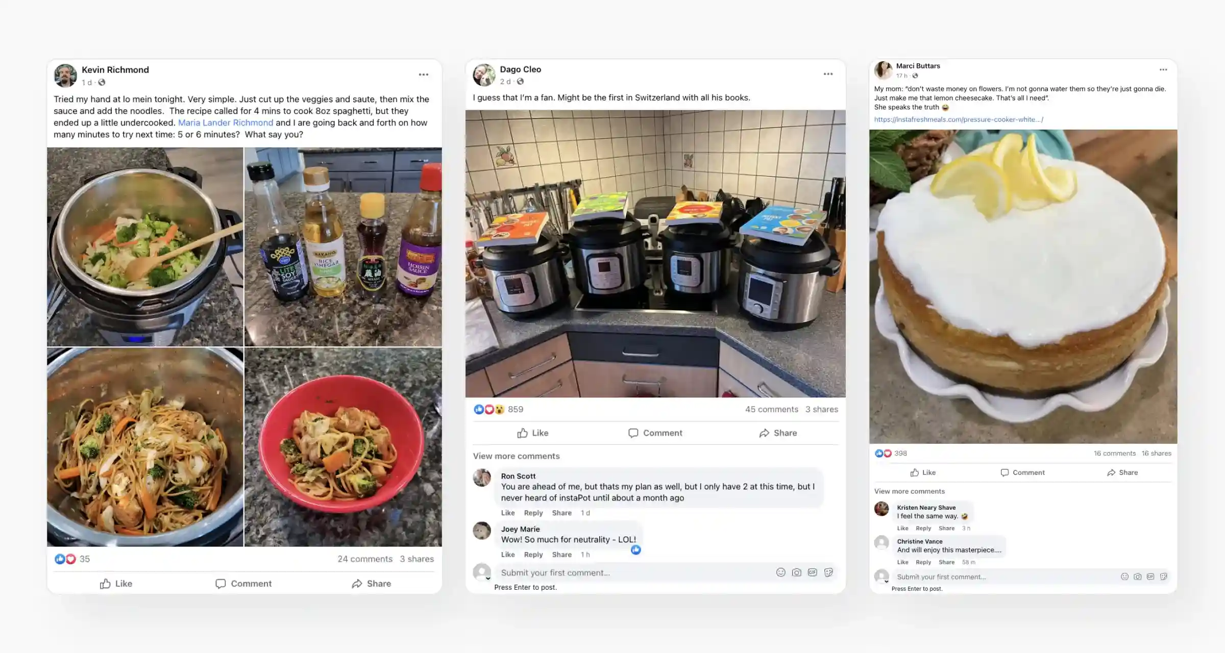 Instant Pot Facebook influencer marketing example