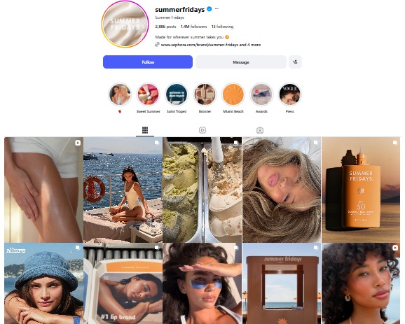 example of Instagram account for beauty business