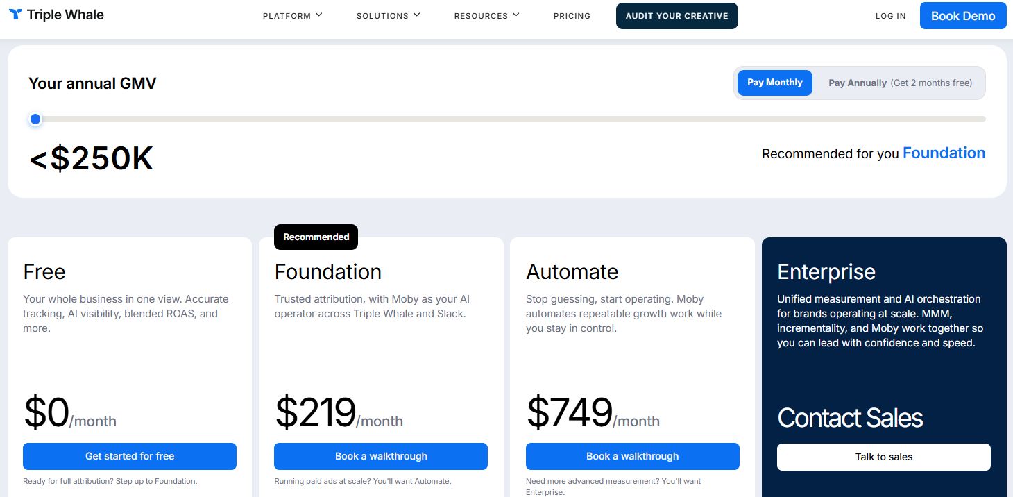 triple whale pricing tiers