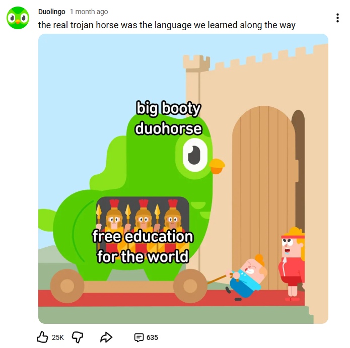 duolingo turns tiktok videos into youtube community posts