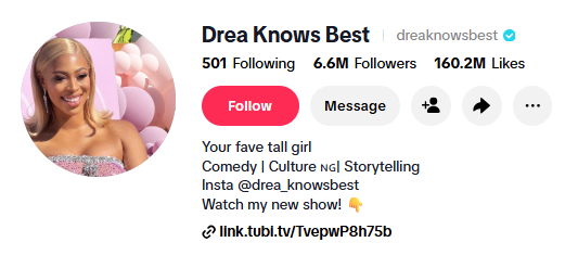 drea knows best tiktok bio