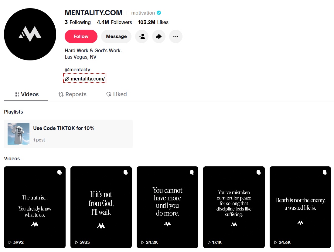 motivational faceless tiktok account