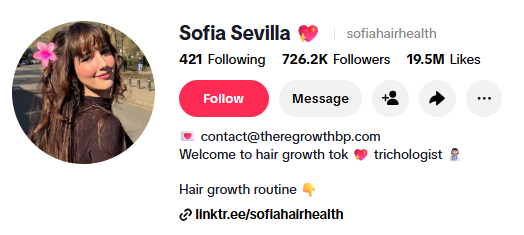 sofiahairhealth tiktok bio