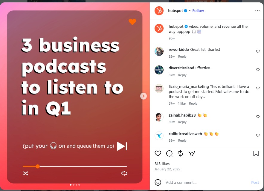 HubSpot instagram post